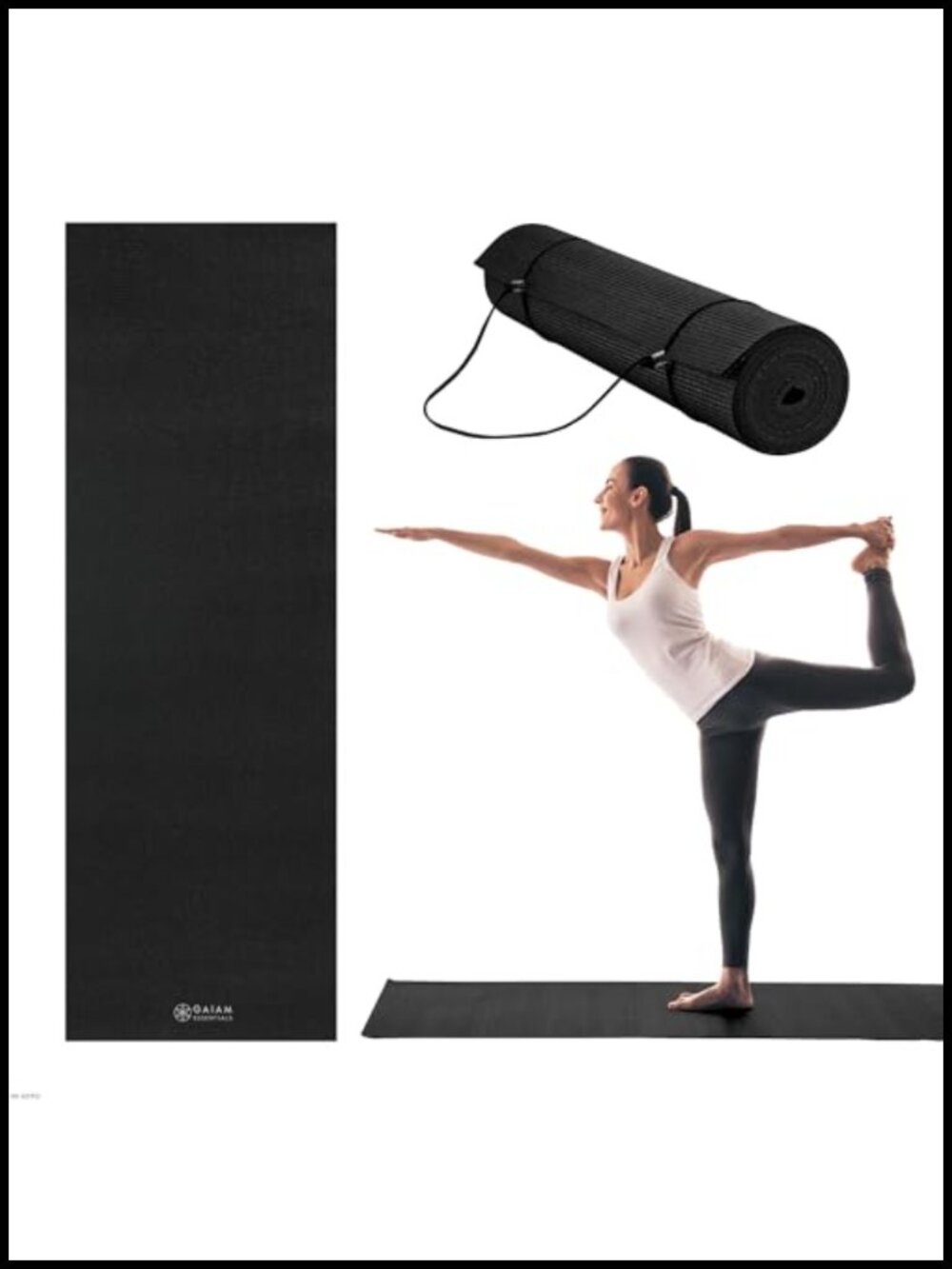 Thin 1/4 Inch Yoga Pilates Fitness Exercise Mat with Carrier Strap
